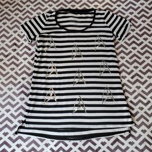 Star Trek Insignia T-Shirt Black and White Stripe